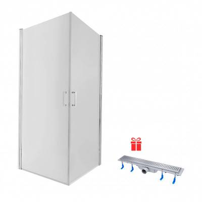 Будкрам купить Набор Qtap душевая кабина Gemini CRM1099SC6 90х90 см, стекло Clear 6 мм + трап линейный Dry FB304-600 с сухим затвором и нержавеющей решеткой 600х73 мм