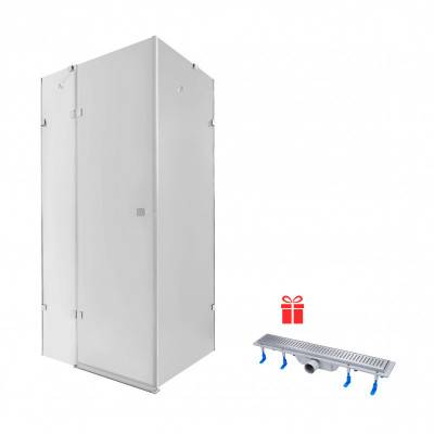 Будкрам купить Набор Qtap душевая кабина Capricorn CRM1018RC6 100х80, стекло Clear 6 мм + трап линейный Dry FB304-600 с сухим затвором и нержавеющей решеткой 600х73 мм