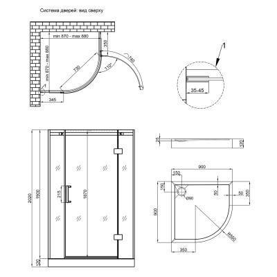 Будкрам купить Набор Qtap душевая кабина Virgo CRM1099AC8 Clear 2020x900x900 мм + поддон Robin 309912C 90x90x12 см с сифоном Набор Qtap душевая кабина Virgo CRM1099AC8 Clear 2020x900x900 мм + поддон Robin 309912C 90x90x12 см с сифоном 2