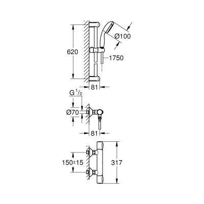 Будкрам купить Смеситель термостатический для душа Grohe Precision Flow 34841000 Смеситель термостатический для душа Grohe Precision Flow 34841000 2