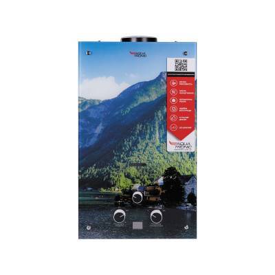 Будкрам купити Колонка газова димохідна Aquatronic JSD20-AG208 10 л режим Зима/Літо, панель зі скла з малюнком гори