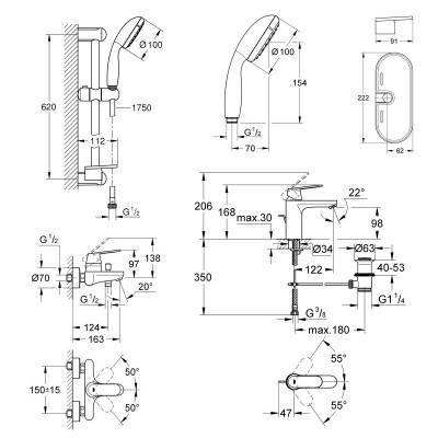 Будкрам купити Набір змішувачів Grohe Eurosmart Cosmopolitan M-Size UA126112M0 Набір змішувачів Grohe Eurosmart Cosmopolitan M-Size UA126112M0 2