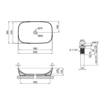Будкрам купить Раковина-чаша Qtap Cardinal 600х380х140 White с донным клапаном QT04117060TW Раковина-чаша Qtap Cardinal 600х380х140 White с донным клапаном QT04117060TW 2