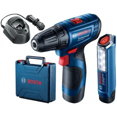 Будкрам купити Акумуляторний дриль-шуруповерт Bosch Professional GSR 120-LI з ліхтарем GLI 12V-300, 2 акб 12V 2 Ah та з/п GAL 1210 CV Акумуляторний дриль-шуруповерт Bosch Professional GSR 120-LI з ліхтарем GLI 12V-300, 2 акб 12V 2 Ah та з/п GAL 1210 CV 1