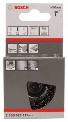 Будкрам купить Чашечная щетка 6 мм 0.3 Х 50 мм витая INOX Чашечная щетка 6 мм 0.3 Х 50 мм витая INOX 2