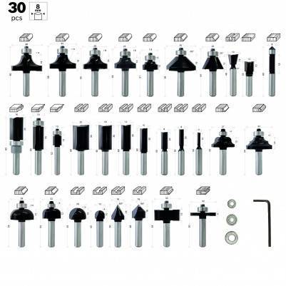 Будкрам купити Набір фрез змішаний 8мм. 30шт. Набір фрез змішаний 8мм. 30шт. 3