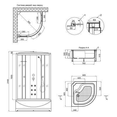 Будкрам купить Гидромассажный бокс Lidz Tani SBM90x90.SAT.HIGH.FR, стекло Frost 4 мм Гидромассажный бокс Lidz Tani SBM90x90.SAT.HIGH.FR, стекло Frost 4 мм 4