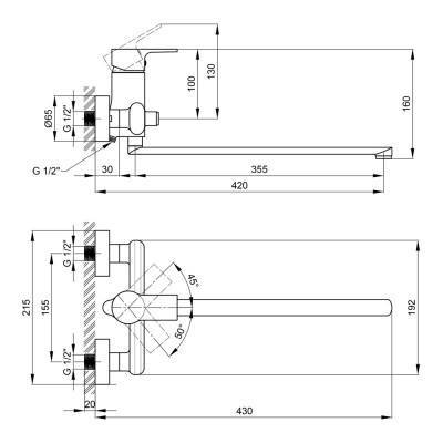 Будкрам купить Смеситель для ванны Qtap Labe 3220107GC Смеситель для ванны Qtap Labe 3220107GC 2