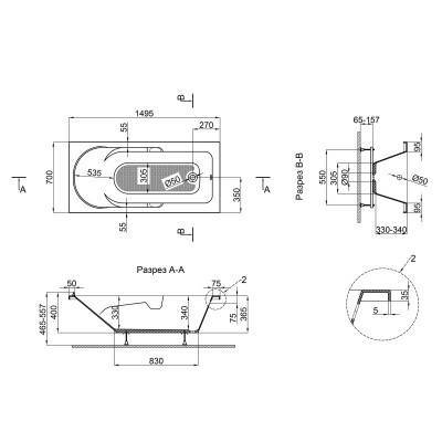 Будкрам купить Ванна акриловая Lidz Zycie 150 150x70 с ножками Nozki R Ванна акриловая Lidz Zycie 150 150x70 с ножками Nozki R 2