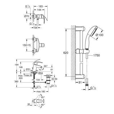 Будкрам купити Набір змішувачів Grohe Eurosmart 123576 Набір змішувачів Grohe Eurosmart 123576 2