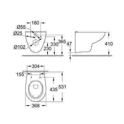 Будкрам купить Унитаз подвесной Grohe Bau Ceramic безободковый 39427000 Унитаз подвесной Grohe Bau Ceramic безободковый 39427000 2