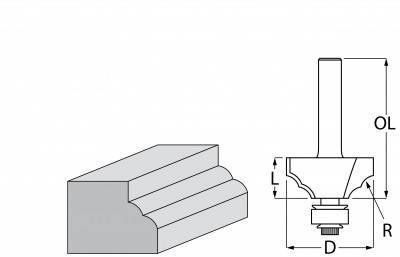 Будкрам купити Фреза фігурна для подвійних круглих фасок 28,6x12,7x50,8 мм Фреза фігурна для подвійних круглих фасок 28,6x12,7x50,8 мм 3