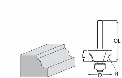 Будкрам купити Фреза фігурна із підшипником 28,6x13x55,3 мм Фреза фігурна із підшипником 28,6x13x55,3 мм 2