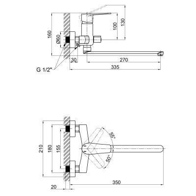 Будкрам купить Смеситель для ванны Qtap Terezin 3224101GC Смеситель для ванны Qtap Terezin 3224101GC 2