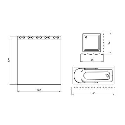 Будкрам купить Шторка для ванной Qtap Tessoro PA05115 180х200 Шторка для ванной Qtap Tessoro PA05115 180х200 2