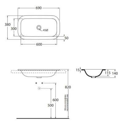 Будкрам купить Раковина Azzurra Glaze GLZ69X38B1IN Раковина Azzurra Glaze GLZ69X38B1IN 2