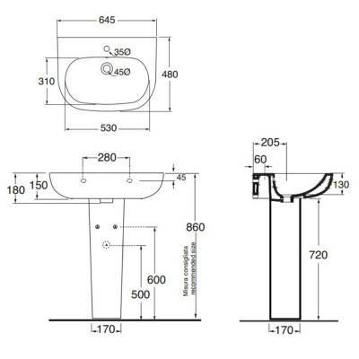 Будкрам купить Раковина Azzurra Pratica PRA200B1 с пьедесталом Раковина Azzurra Pratica PRA200B1 с пьедесталом 2