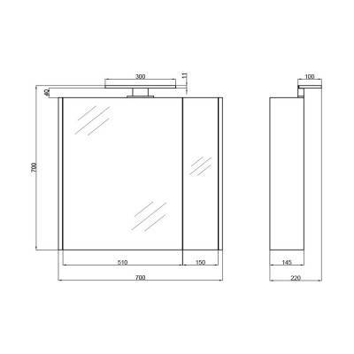 Будкрам купити Дзеркальна шафа підвісна Qtap Albatross 700х725х460 White з LED-підсвічуванням QT0177ZP700LW Дзеркальна шафа підвісна Qtap Albatross 700х725х460 White з LED-підсвічуванням QT0177ZP700LW 2