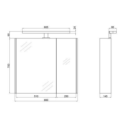 Будкрам купить Зеркальный шкаф подвесной Qtap Albatross 800х700х145 White с LED-подсветкой QT0177ZP800LW Зеркальный шкаф подвесной Qtap Albatross 800х700х145 White с LED-подсветкой QT0177ZP800LW 2