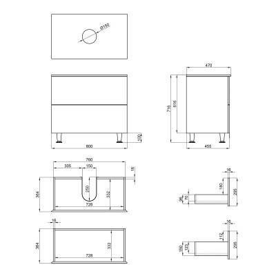 Будкрам купить Тумба напольная Qtap Tern 800х616х469 White со столешницей QT1780TNL801W Тумба напольная Qtap Tern 800х616х469 White со столешницей QT1780TNL801W 2