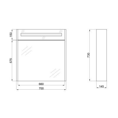 Будкрам купить Зеркальный шкаф подвесной Qtap Robin 700х730х145 Graphite с LED-подсветкой QT1377ZP7002G Зеркальный шкаф подвесной Qtap Robin 700х730х145 Graphite с LED-подсветкой QT1377ZP7002G 2