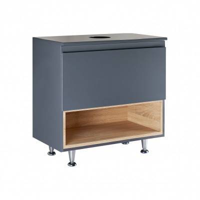 Будкрам купити Тумба для підлоги Qtap Robin 600х616х437 Graphite/Whitish oak зі стільницею QT1380TNН6002GWO