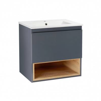 Будкрам купить Комплект Qtap Robin 600х580х437 Graphite/Whitish oak тумба подвесная + раковина врезная QT1372TPВ6002GWO Комплект Qtap Robin 600х580х437 Graphite/Whitish oak тумба подвесная + раковина врезная QT1372TPВ6002GWO 1_small