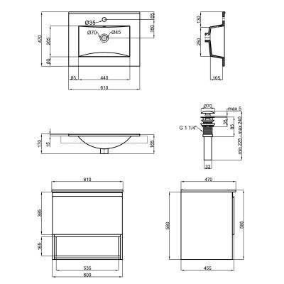 Будкрам купить Комплект Qtap Robin 600х580х437 Graphite/Whitish oak тумба подвесная + раковина врезная QT1372TPВ6002GWO Комплект Qtap Robin 600х580х437 Graphite/Whitish oak тумба подвесная + раковина врезная QT1372TPВ6002GWO 2