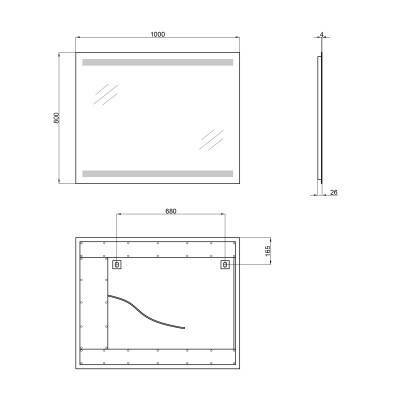 Будкрам купити Дзеркало Qtap Mideya New 1000х800 з LED-підсвічуванням QT2078142270120W Дзеркало Qtap Mideya New 1000х800 з LED-підсвічуванням QT2078142270120W 2