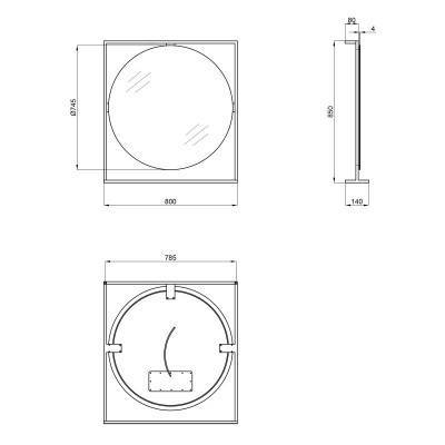 Будкрам купити Дзеркало Qtap Taurus 800х850х140 Black/Whitish oak з LED-підсвічуванням QT2478ZP800BWO Дзеркало Qtap Taurus 800х850х140 Black/Whitish oak з LED-підсвічуванням QT2478ZP800BWO 2