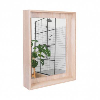 Будкрам купити Дзеркальна шафа підвісна Qtap Pisces 600х800х140 Whitish oak з LED-підсвічуванням QT2577ZP6003WO