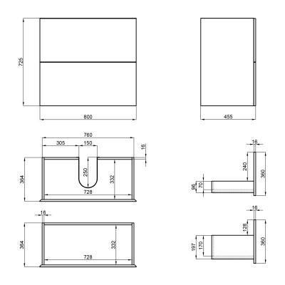 Будкрам купить Тумба подвесная Qtap Tern 800х725х437 Matt black QT1774TPL802MB Тумба подвесная Qtap Tern 800х725х437 Matt black QT1774TPL802MB 2