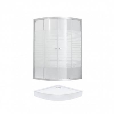 Будкрам купити Набір Lidz душова кабіна Wieza SC80x80.SAT.LOW.L, скло Linie 4 мм + піддон QT ROBIN
