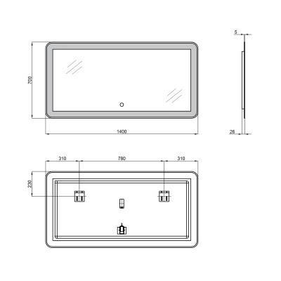 Будкрам купити Дзеркало Qtap Swan 1400х700 з LED-підсвічуванням QT1678141470140W Дзеркало Qtap Swan 1400х700 з LED-підсвічуванням QT1678141470140W 2