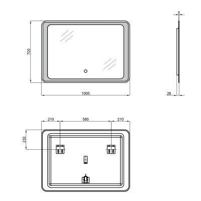 Будкрам купити Дзеркало Qtap Leo 1000х700 з LED-підсвічуванням QT1178141870100W Дзеркало Qtap Leo 1000х700 з LED-підсвічуванням QT1178141870100W 2