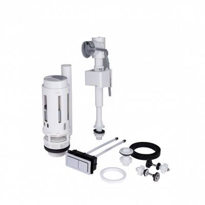 Будкрам купить Qtap GB комплект арматуры для бачка унитаза с двойной круглой кнопкой смыва 4,8 см и клапаном нижней подачи воды, 3/6L CHR