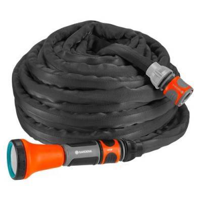 Будкрам купити Набір шланг GARDENA Liano садовий текстильний 13 мм (1/2") 15 м з утримувачем TapFix