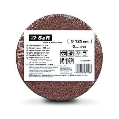 Будкрам купити Набір шліфувальних кіл S&R D125 P60 (без отворів), 5 шт. Набір шліфувальних кіл S&R D125 P60 (без отворів), 5 шт. 3