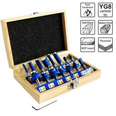 Будкрам купити Набір фрез S&R для деревини 15шт 8 мм