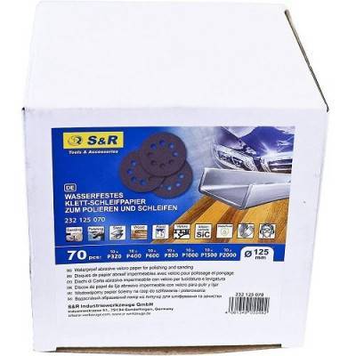 Будкрам купити Набір шліфлистів S&R 125 мм 70 шт 8 вологостійкий отворів Набір шліфлистів S&R 125 мм 70 шт 8 вологостійкий отворів 4