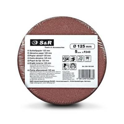 Будкрам купить Набор шлифовальных кругов S&R D125 P240 (без отверстий), 5 шт. Набор шлифовальных кругов S&R D125 P240 (без отверстий), 5 шт. 3