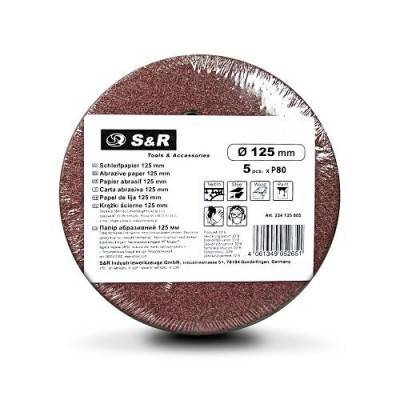 Будкрам купити Набір шліфувальних кіл S&R D125 P80 - 8 отворів, 5 шт. Набір шліфувальних кіл S&R D125 P80 - 8 отворів, 5 шт. 4