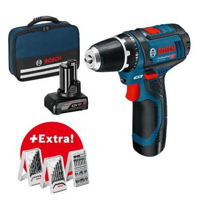 Будкрам купити Акумуляторний шуруповерт Bosch Professional GSR12V-15, 2 акб 12V (2Ah+4Ah) та з/п GAL 12V-20, з набором свердл та біт Акумуляторний шуруповерт Bosch Professional GSR12V-15, 2 акб 12V (2Ah+4Ah) та з/п GAL 12V-20, з набором свердл та біт 1_small