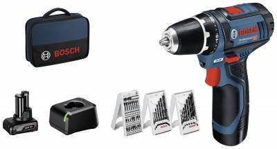 Будкрам купити Акумуляторний шуруповерт Bosch Professional GSR12V-15, 2 акб 12V (2Ah+4Ah) та з/п GAL 12V-20, з набором свердл та біт Акумуляторний шуруповерт Bosch Professional GSR12V-15, 2 акб 12V (2Ah+4Ah) та з/п GAL 12V-20, з набором свердл та біт 1