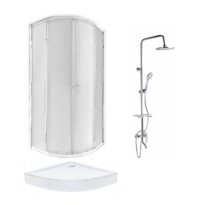 Будкрам купити Готове рішення Qtap 1: Душ. кабіна півколо., 90x90 + Піддон + Душ. панель