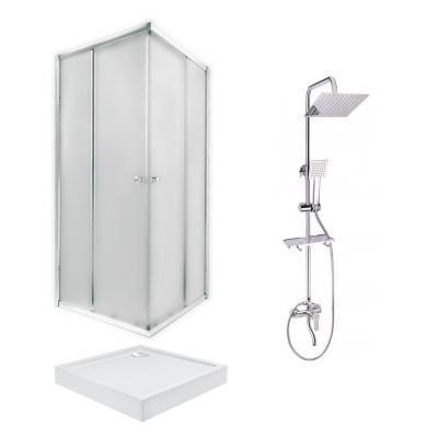 Будкрам купить Готовое решение Qtap 3: Душ. кабина квадрат., 90x90 + Поддон + Душ. панель