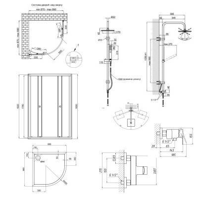 Будкрам купить Готовое решение Qtap 5: Душ. кабина полукруг., 90x90 + Поддон + Душ. Панель + Смеситель для душа Готовое решение Qtap 5: Душ. кабина полукруг., 90x90 + Поддон + Душ. Панель + Смеситель для душа 2