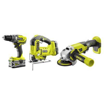 Будкрам купити Набір інструментів RYOBI ONE+ R18CK3C-252S: шуруповерт R18DD3, лобзик R18JS, УШМ R18AG (5133003598)