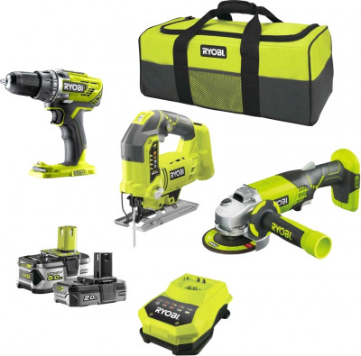 Будкрам купити Набір інструментів RYOBI ONE+ R18CK3C-252S: шуруповерт R18DD3, лобзик R18JS, УШМ R18AG (5133003598) Набір інструментів RYOBI ONE+ R18CK3C-252S: шуруповерт R18DD3, лобзик R18JS, УШМ R18AG (5133003598) 3