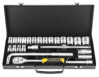Будкрам купить Topex 38D850 Набiр торцевих ключiв, 25 шт., 1/2”, металевий кейс